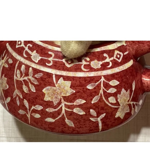💥HOST PICK💥Hand Painted Squat 3 3/4” Tea Pot+Lid - Red Brown/Tan ~Some Crazing - Picture 11 of 11